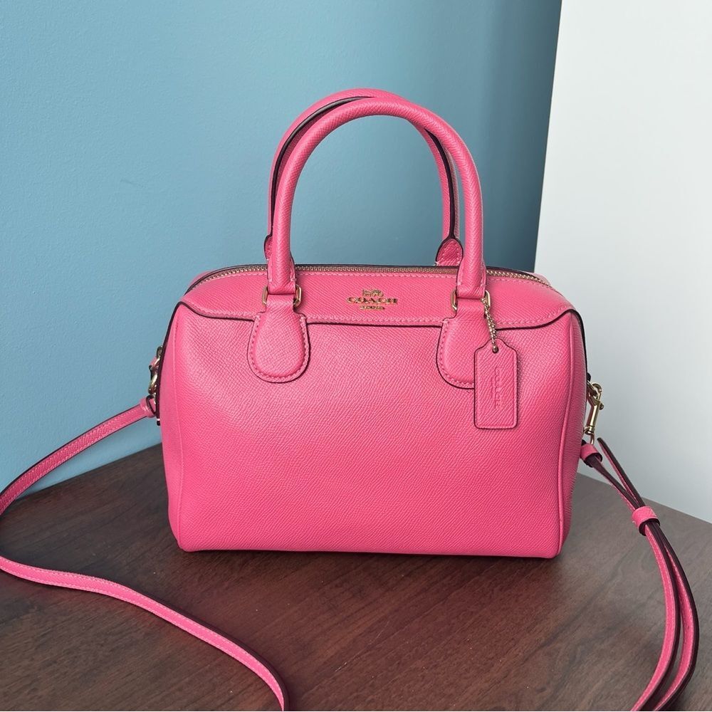COACH Hot Pink Rowan Bennet Satchel Boston Bag Tote Crossbody Handbag - Picture 2 of 13